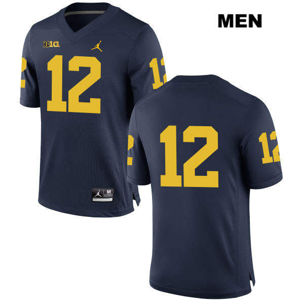 Men's NCAA Michigan Wolverines Chris Evans #12 No Name Navy Jordan Brand Authentic Stitched Football College Jersey YR25P65VC